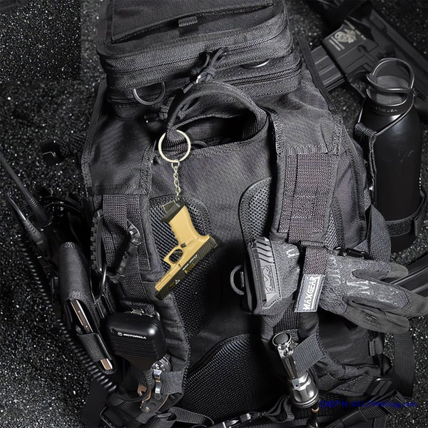 Handmade TTI Mini Gun Keychain - Black and Coyote Tan