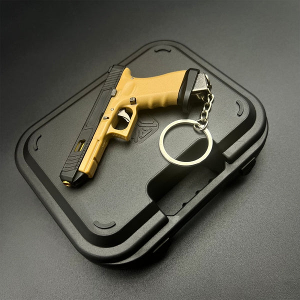 Handmade TTI Mini Gun Keychain - Black and Coyote Tan