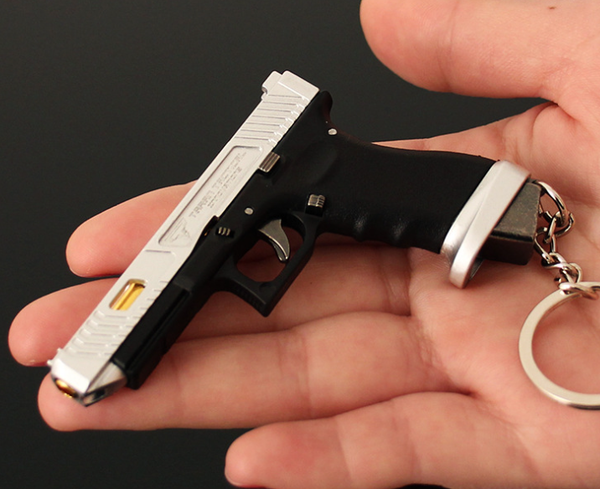 Handmade TTI Mini Gun Keychain - Silver