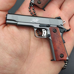 Kimber 1911 Gun Keychain - Smooth Wooden Handle