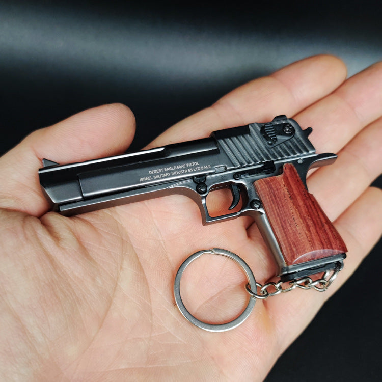 Desert Eagle Gun Model Keychain - Wooden Handle