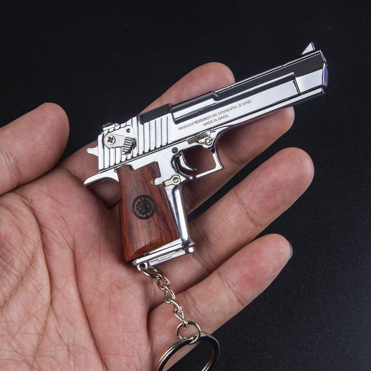 Desert Eagle Gun Model Keychain - Wooden Handle