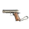 Damascus Wood Handle 1911 Gun Keychain-Metal