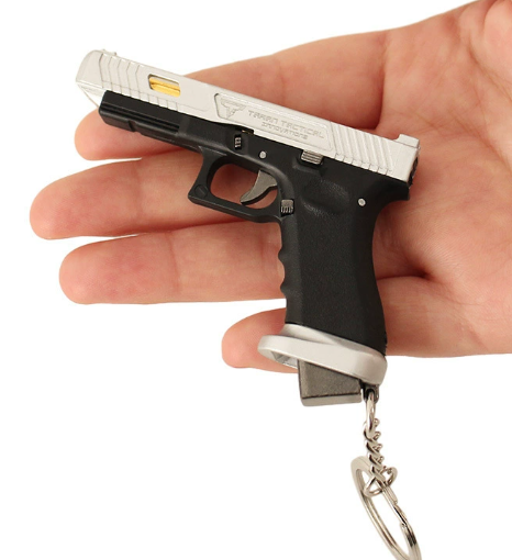 Handmade TTI Mini Gun Keychain - Silver