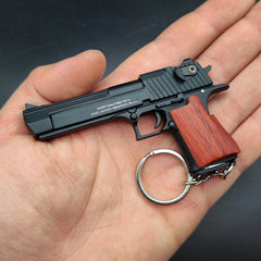 Desert Eagle Gun Model Keychain - Wooden Handle