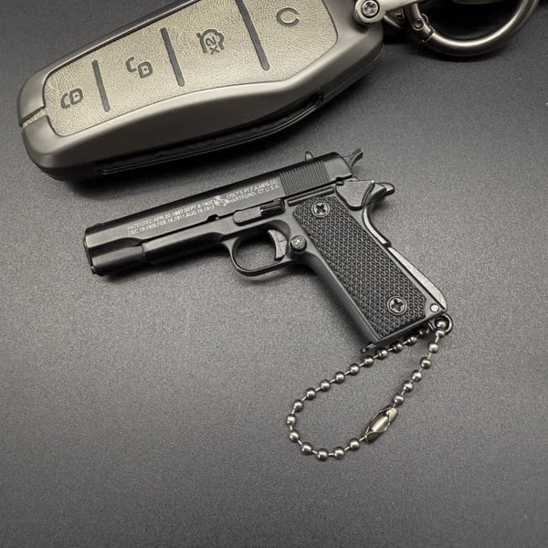 Black 1911 Gun-Shaped Keychain – Handcrafted Realism