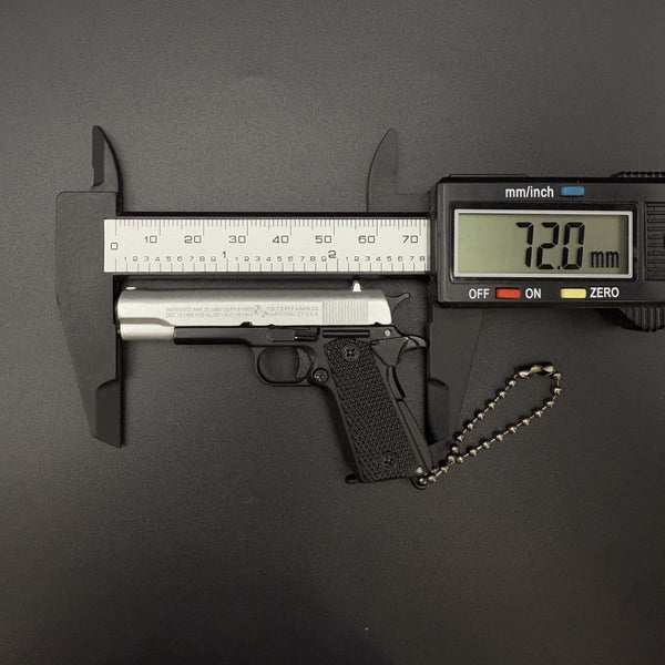 Handcrafted Silver & Black 1911 Gun-Shaped Keychain
