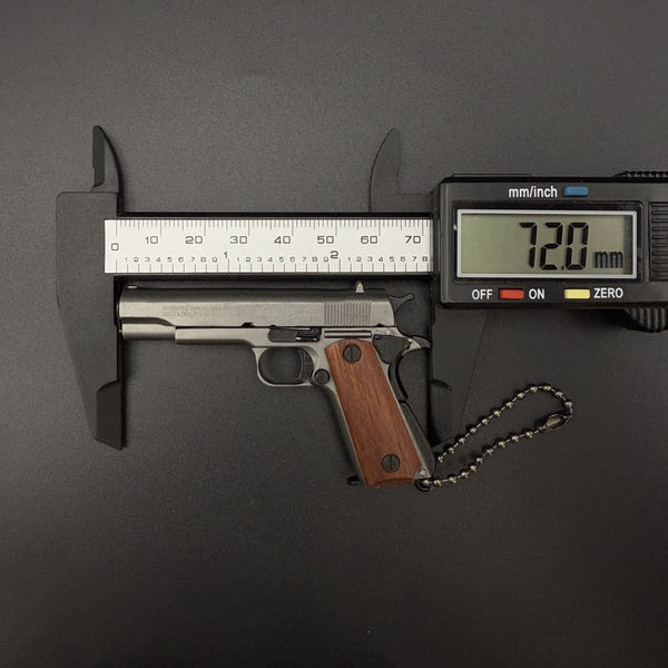 Handcrafted 1911 Gun Keychain with Wooden Handle - Metal