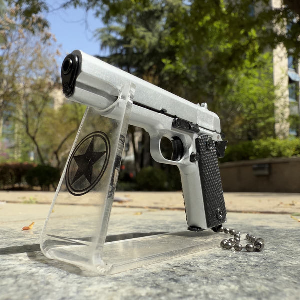 Handmade 1911 Mini Gun Keychain –Silver