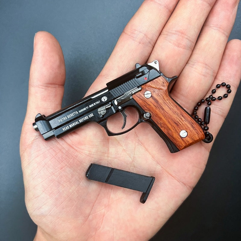 Handmade wood handle Beretta 92F Gun Keychain – Black