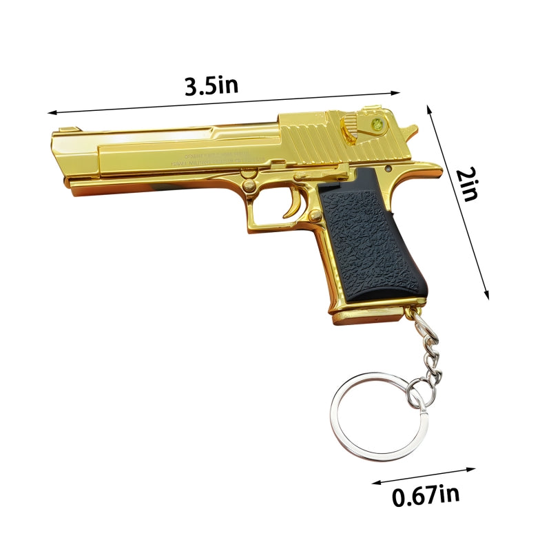 Gold Desert Eagle Gun-Shaped Keychain – Handcrafted Luxury