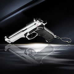 Handmade Beretta 92F Gun Keychain-Silver