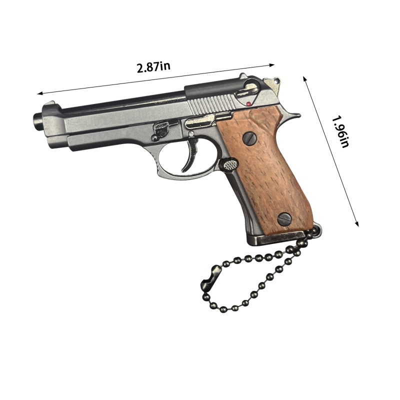 Handmade wood handle Beretta 92F Gun Keychain–Metal