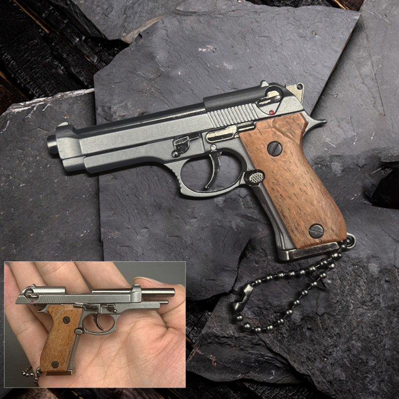 Handmade wood handle Beretta 92F Gun Keychain–Metal