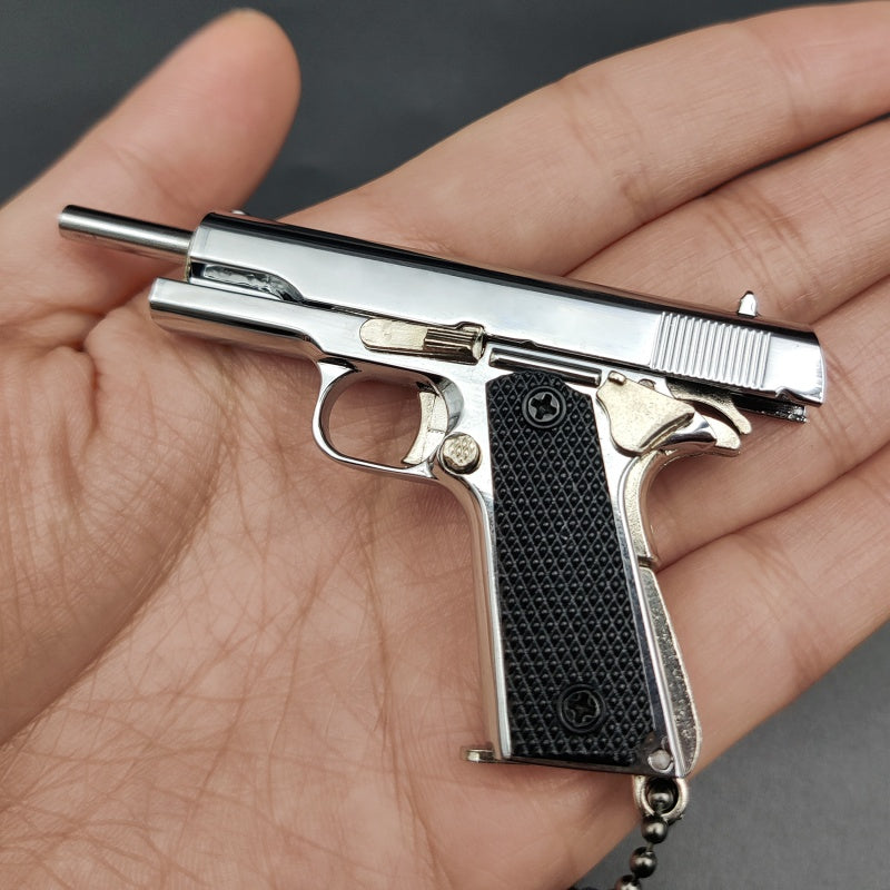 Silver 1911 Gun-Shaped Keychain – Handmade Precision