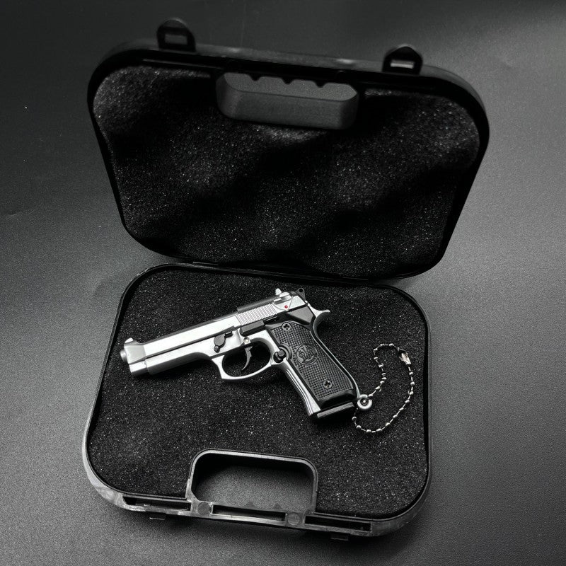 Handmade Beretta 92F Gun Keychain-Silver