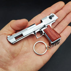 Desert Eagle Gun Model Keychain - Wooden Handle