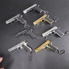 Handmade Damascus 1911 Mini Gun Keychain - Metal